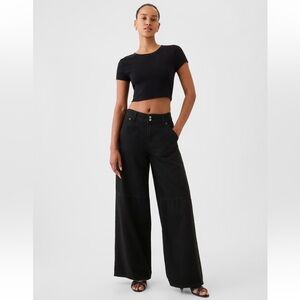 GAP Black High-Rise Wide-Leg Jeans